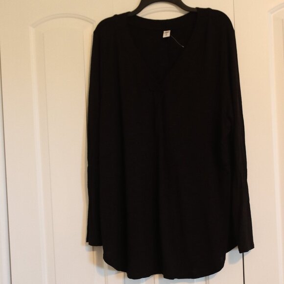 Old Navy Black Luxe Pleat Tunic Long Sleeve Top Womens Size XXL Rayon/Viscose - Picture 11 of 11